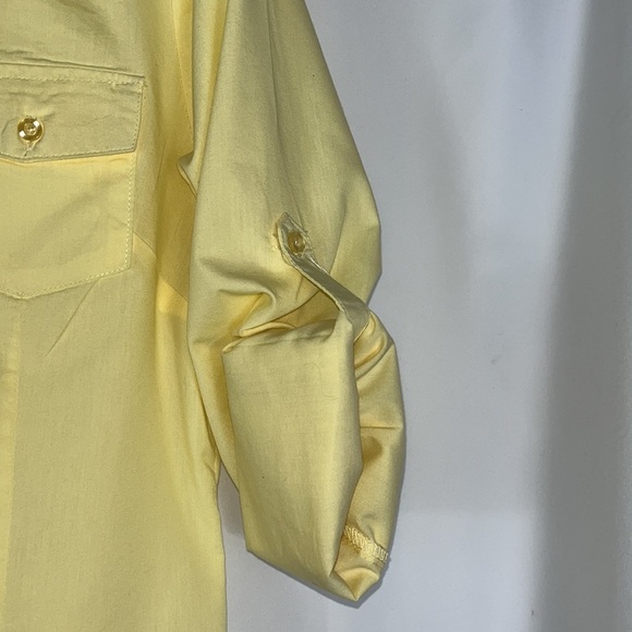 Truth button down roll tab sleeve yellow top Sz L - Picture 5 of 11